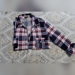 Paperwork from Stitch Fix Blue and pink Plaid button-up 1X Soft Material